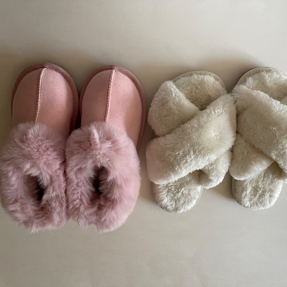 Girls Faux Fur Slippers - Two pairs - Picture 2 of 16
